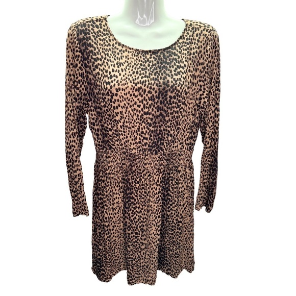 H&M Animal Print Long Sleeve Dress sz 8 - Picture 1 of 12
